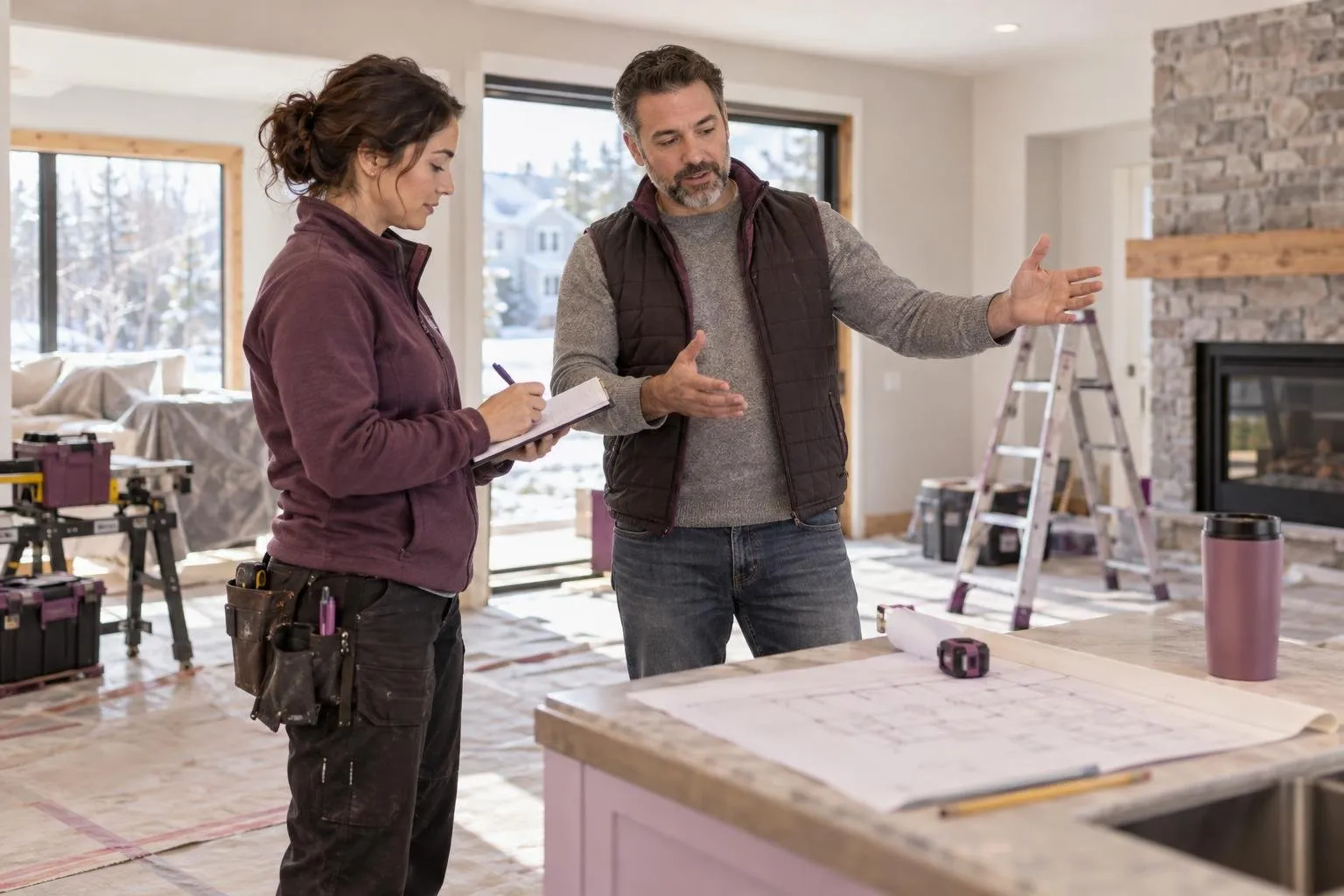 Entrepreneur en rénovation prend les informations d’une demande de client.