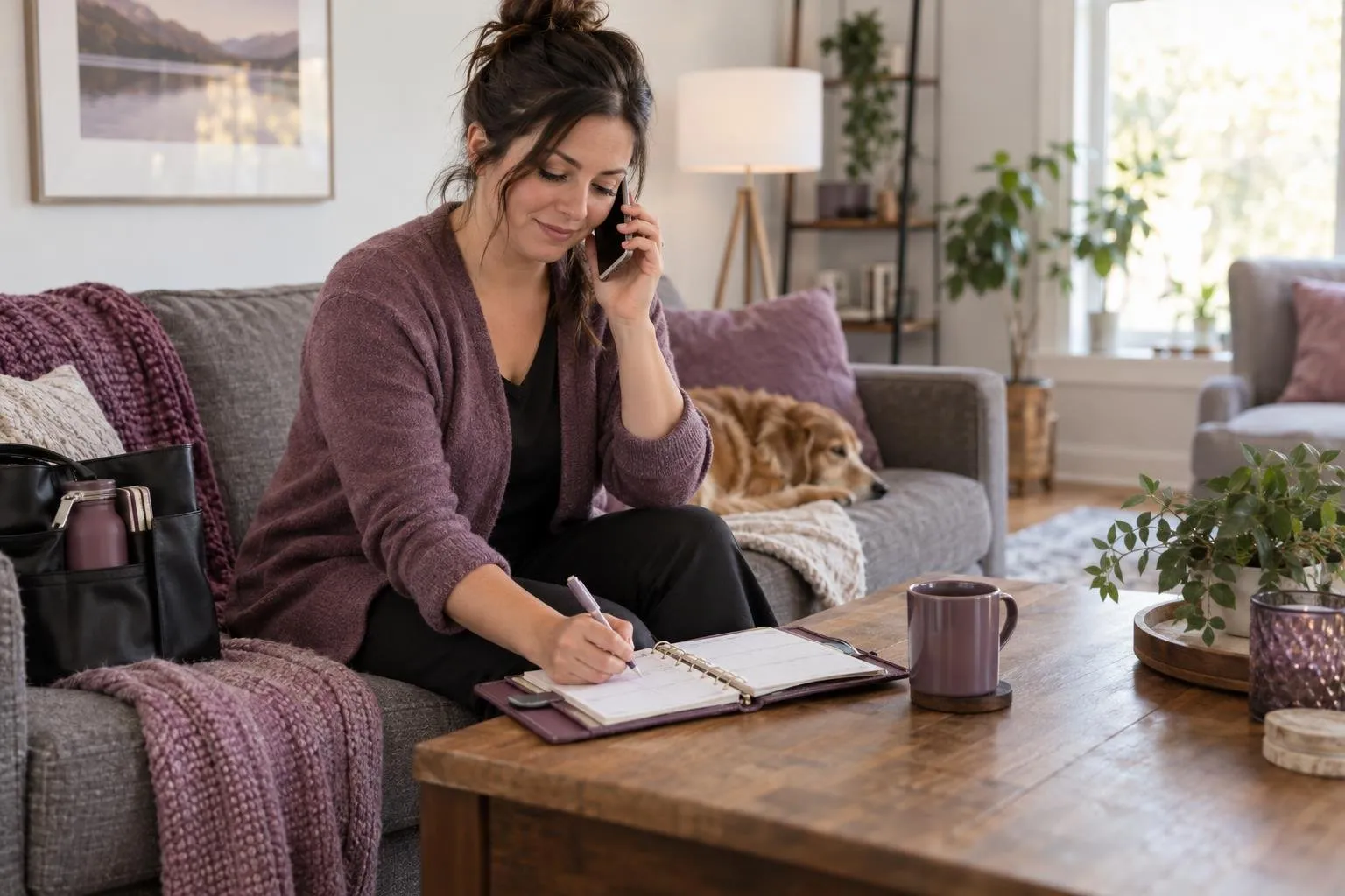 Entrepreneure qui déplace un rendez-vous avec simplicité.