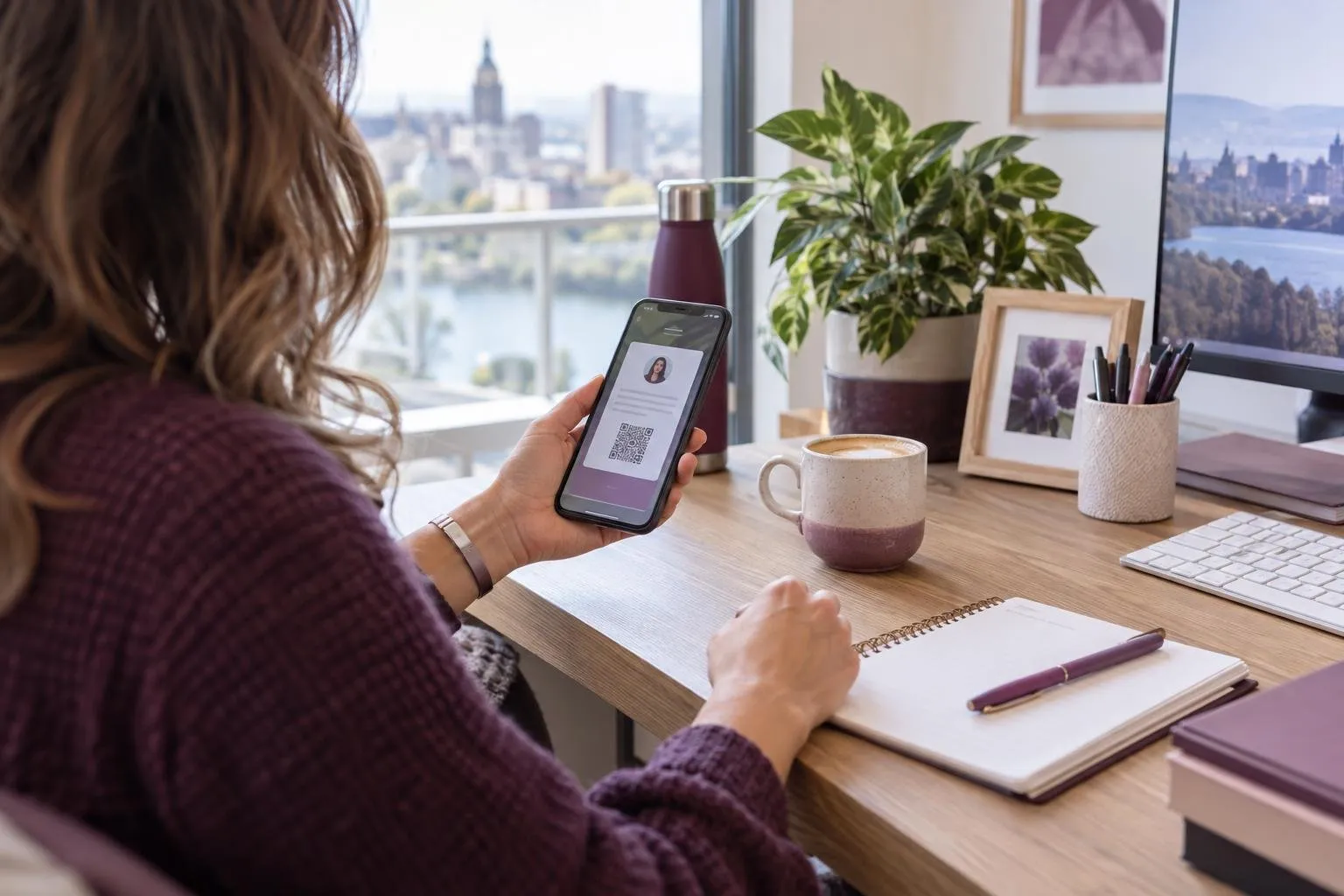 Travailleuse autonome consultant une carte numérique sur téléphone